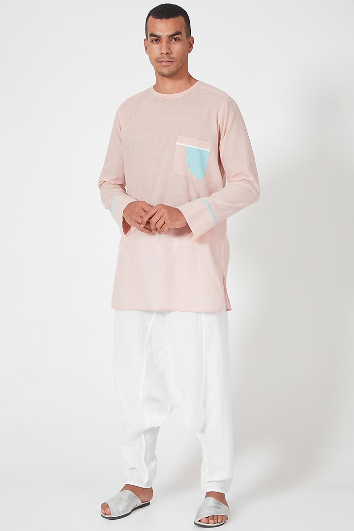Pink Party Wear Shirt With Patch Pockets by Wendell Rodricks Men at Pernia's Pop Up Shop