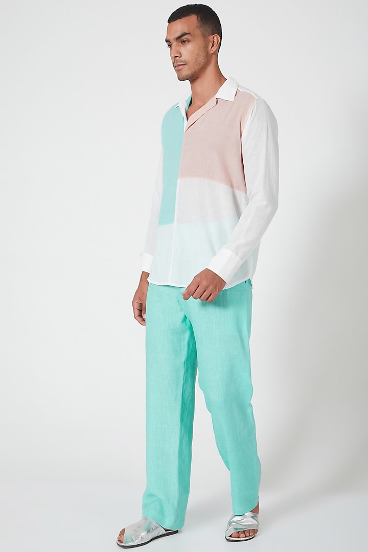 Multi Coloured Tunic Shirt With Color Blocking by Wendell Rodricks Men