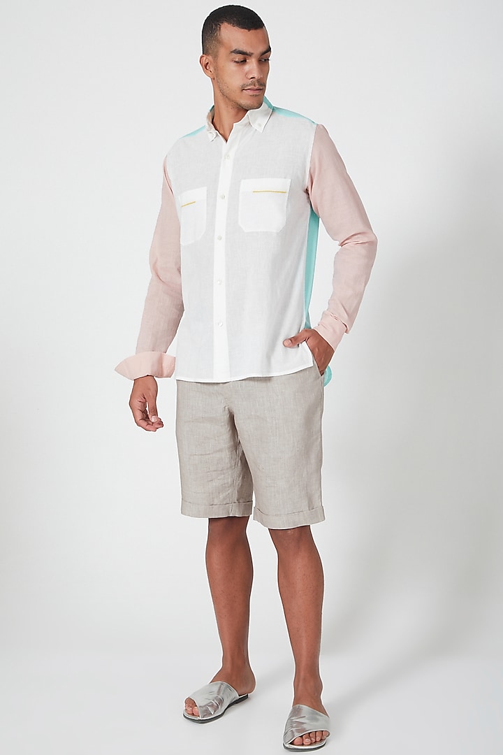 White Shirt With Patch Pockets by Wendell Rodricks Men