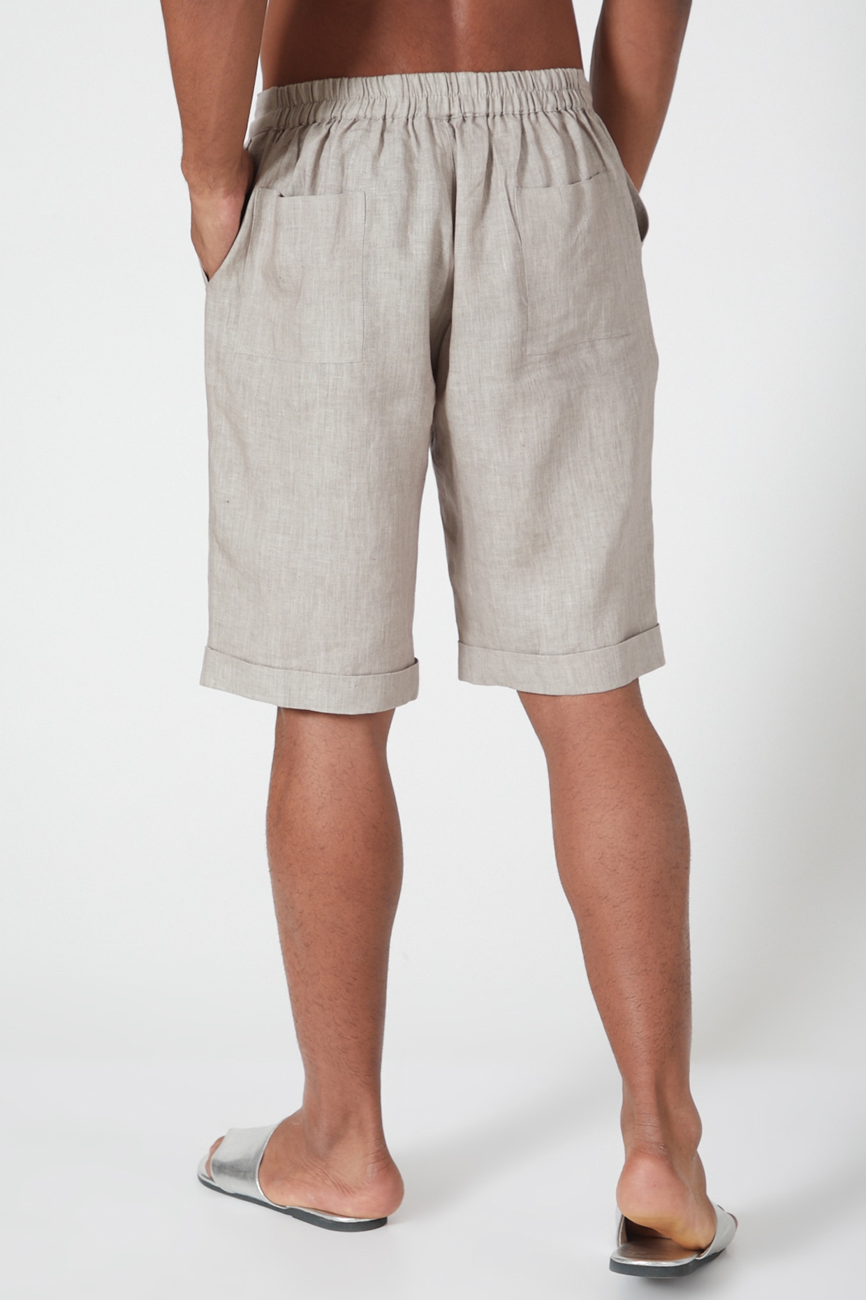 Grey linen hot sale shorts mens