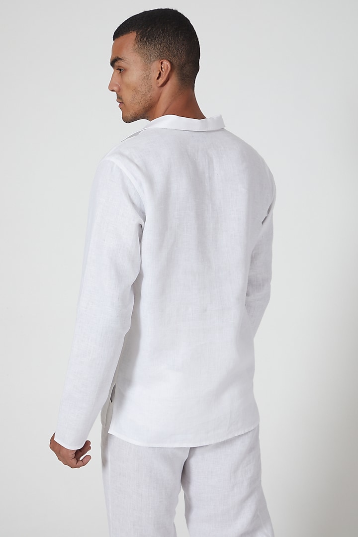 White Linen Party Wear Shirt by Wendell Rodricks Men at Pernia's Pop Up Shop