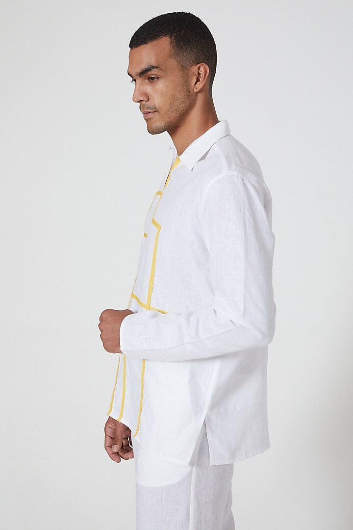 White Linen Party Wear Shirt by Wendell Rodricks Men at Pernia's Pop Up Shop