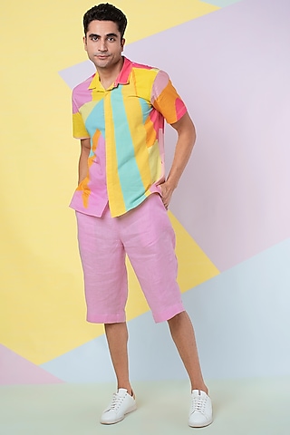 Lavender Abstract Leaf Shirt by Wendell Rodricks Men