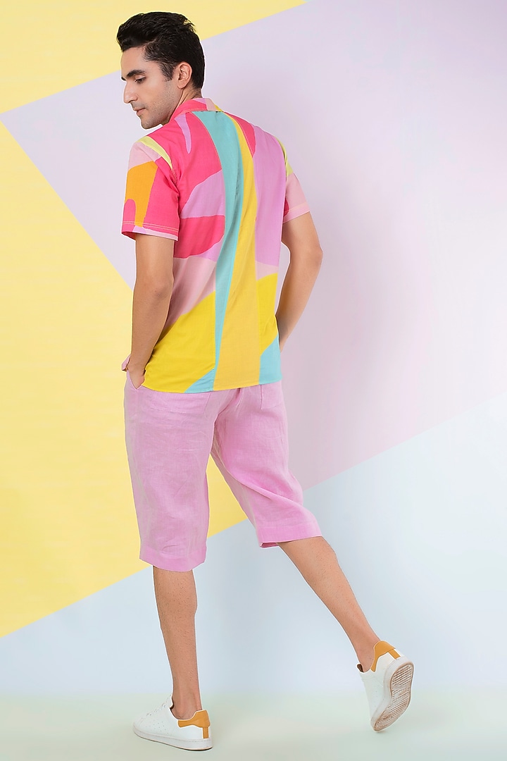 Lavender Abstract Leaf Party Wear Shirt by Wendell Rodricks Men at Pernia's Pop Up Shop