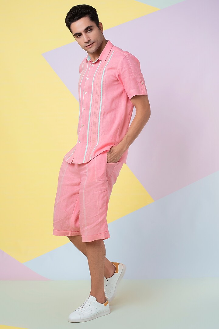 Cherry Blossom Linen Party Wear Shirt by Wendell Rodricks Men at Pernia's Pop Up Shop
