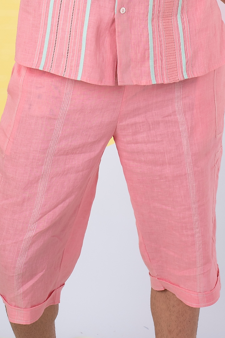 Cherry Blossom Linen Shorts by Wendell Rodricks Men at Pernia's Pop Up Shop