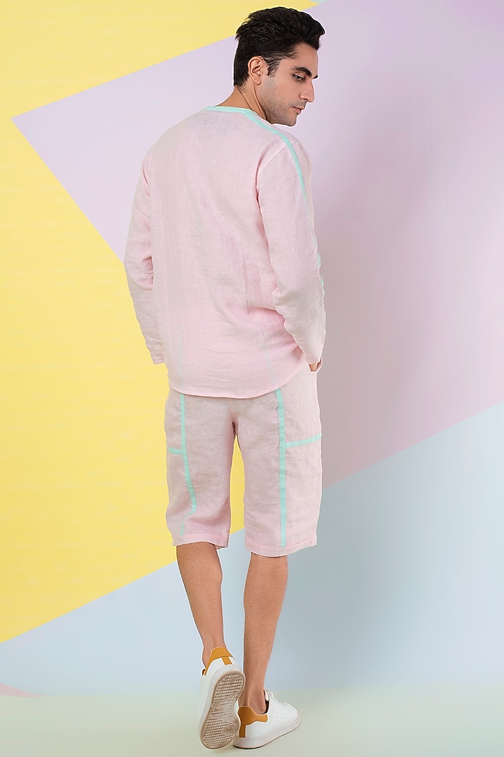 Pink Tape Detail Co-Ord Set by Wendell Rodricks Men at Pernia's Pop Up Shop