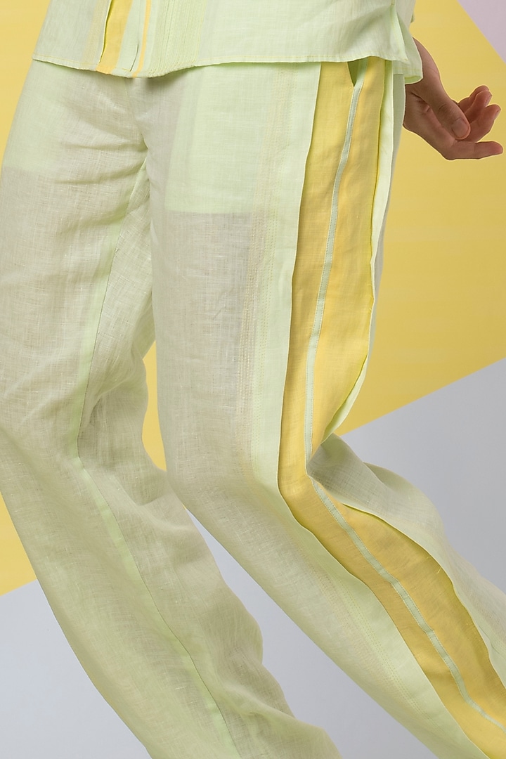 Lettuce Green Linen Pants by Wendell Rodricks Men at Pernia's Pop Up Shop