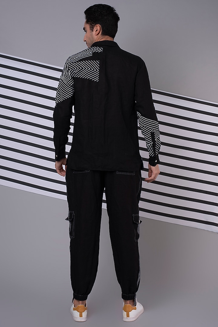 Black Linen Co-Ord Set by Wendell Rodricks Men at Pernia's Pop Up Shop