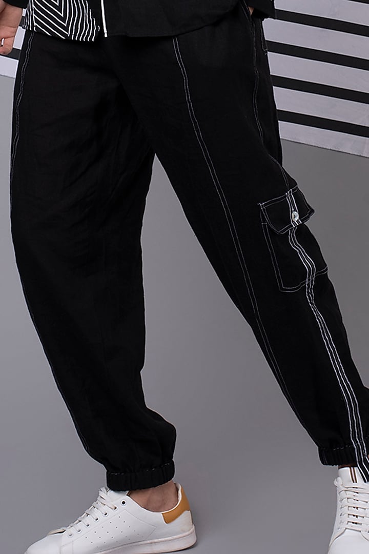 Black Linen Co-Ord Set by Wendell Rodricks Men at Pernia's Pop Up Shop
