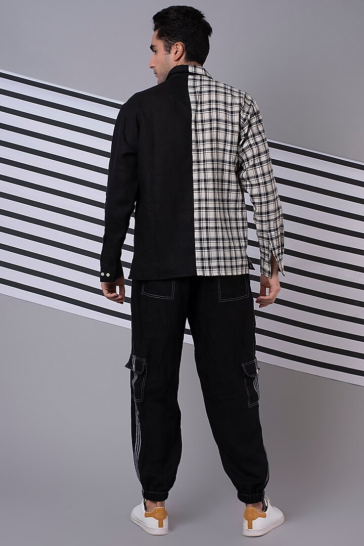 White Checkered Half N Half Party Wear Shirt by Wendell Rodricks Men at Pernia's Pop Up Shop