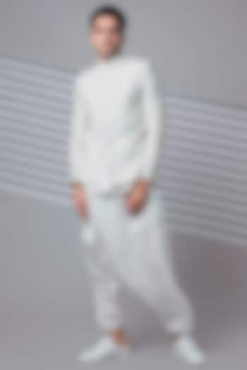 Ivory Striped Bandhgala Jacket Set by Wendell Rodricks Men at Pernia's Pop Up Shop
