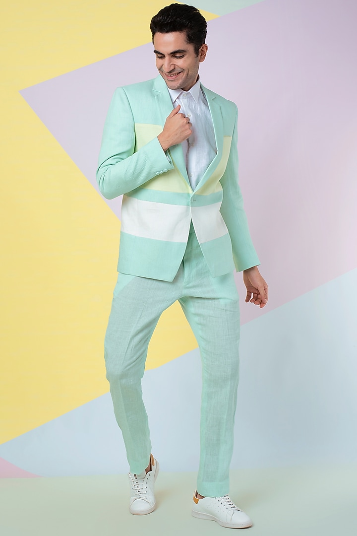 Seafoam Linen Pants by Wendell Rodricks Men at Pernia's Pop Up Shop