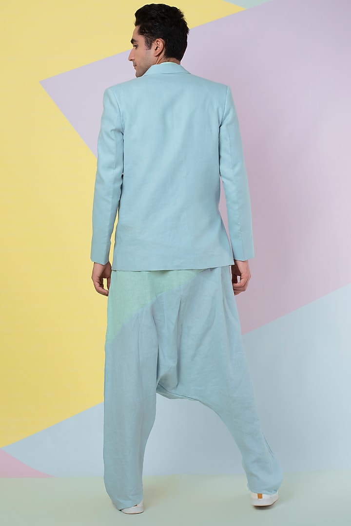 Pale Blue Linen Dhoti Pants by Wendell Rodricks Men at Pernia's Pop Up Shop