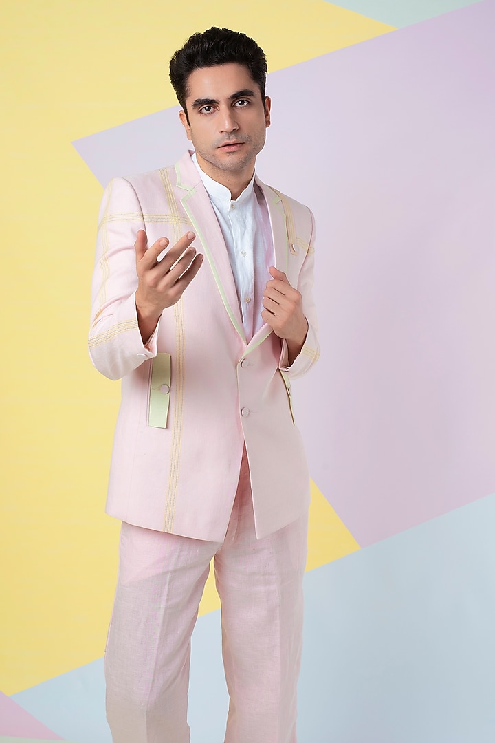 Pink Blazer Set by Wendell Rodricks Men at Pernia's Pop Up Shop