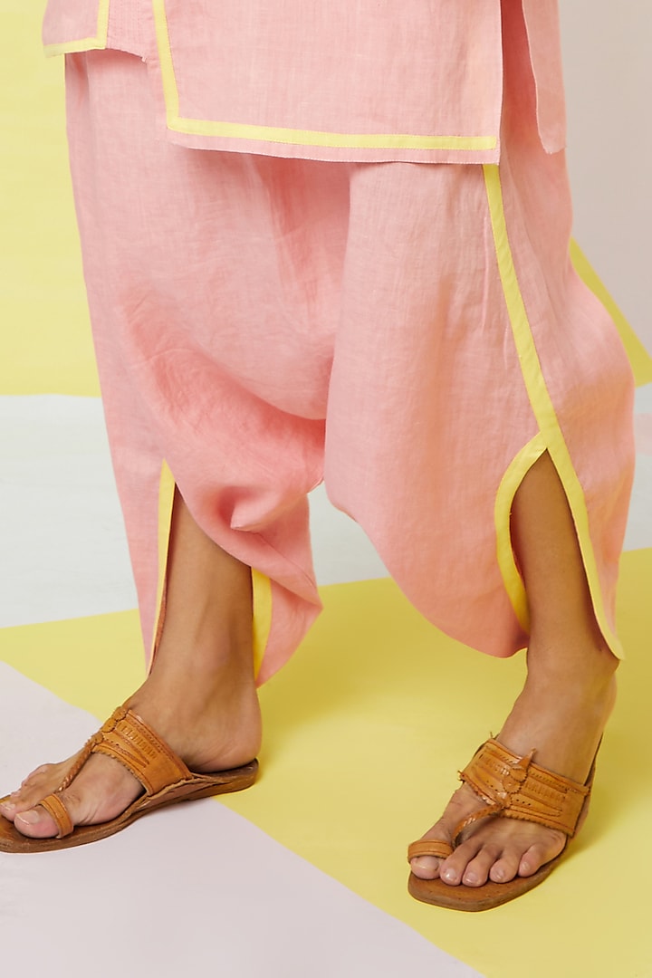 Cherry Blossom Kurta Set With Yellow Tape by Wendell Rodricks Men at Pernia's Pop Up Shop