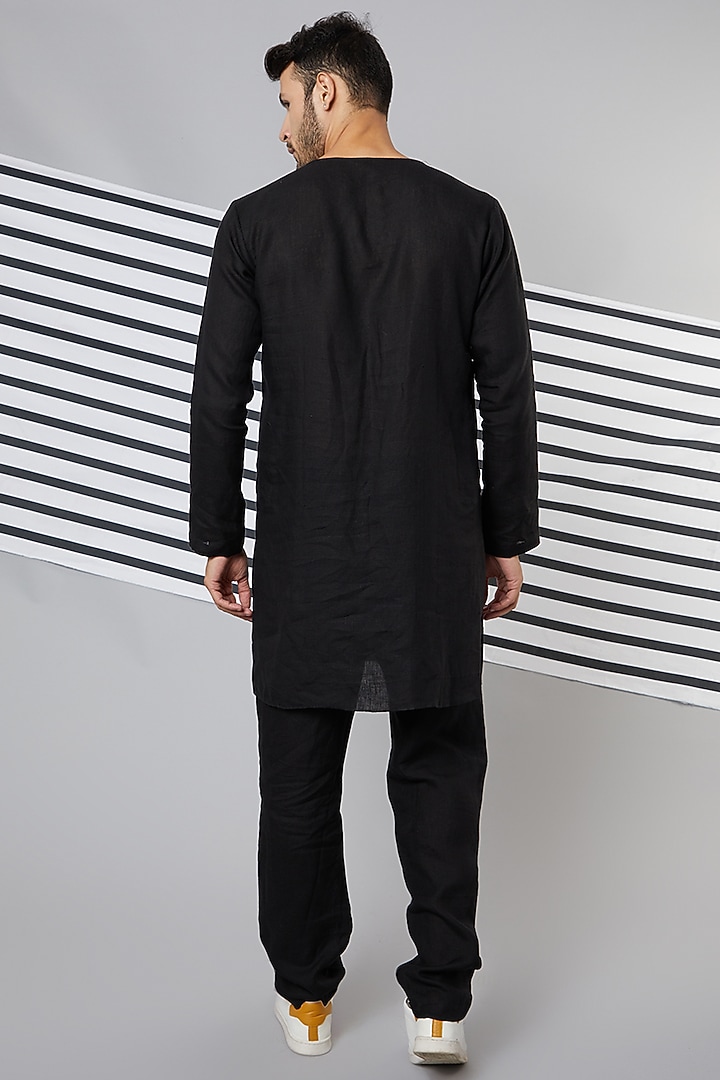 Black Striped Tape Pants by Wendell Rodricks Men at Pernia's Pop Up Shop