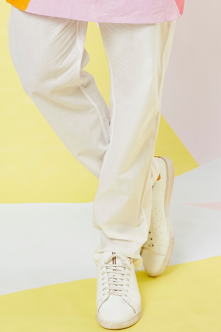 White Cotton Pants by Wendell Rodricks Men at Pernia's Pop Up Shop