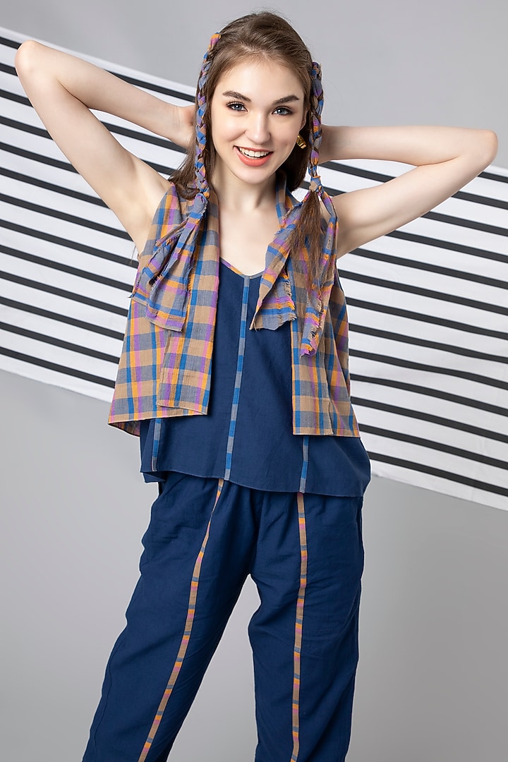 Blue Cotton Co-Ord Set by Wendell Rodricks at Pernia's Pop Up Shop