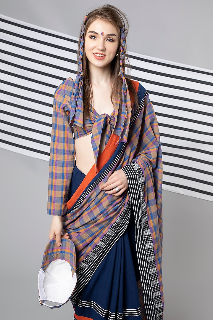 Blue Cotton Printed Blouse by Wendell Rodricks at Pernia's Pop Up Shop