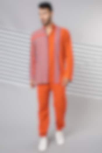 Orange Handloom Cotton Shirt by Wendell Rodricks Men