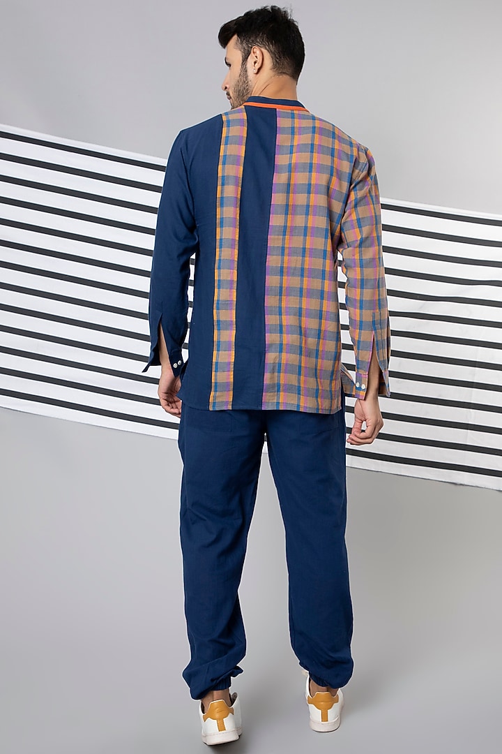 Blue Cotton Checkered Summer Shirt by Wendell Rodricks Men at Pernia's Pop Up Shop