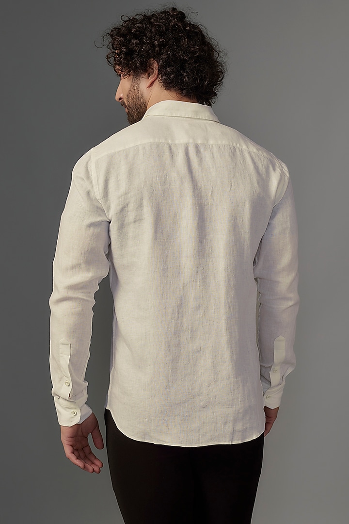 White Linen Party Wear Shirt by Wendell Rodricks Men at Pernia's Pop Up Shop