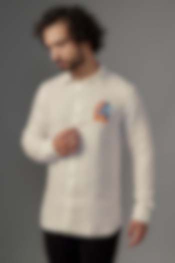 White Linen Shirt by Wendell Rodricks Men