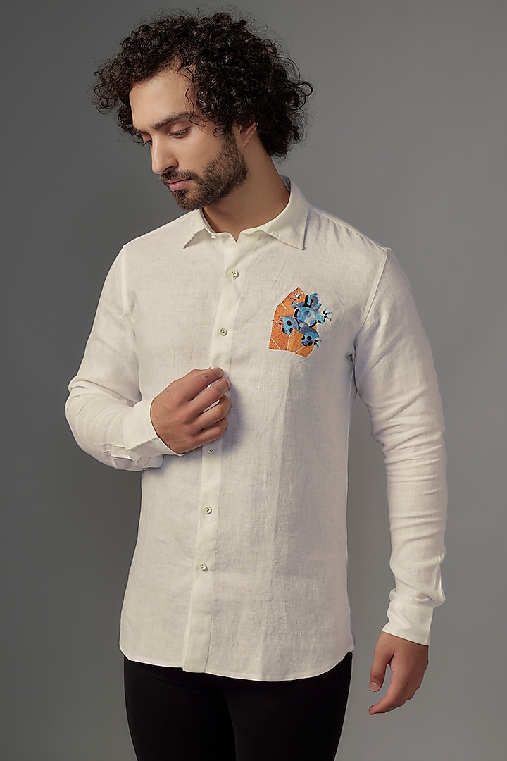 White Linen Shirt by Wendell Rodricks Men