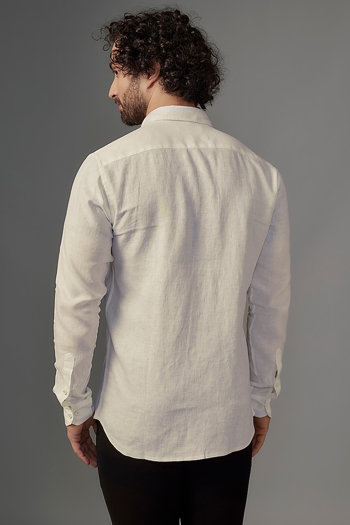 White Linen Party Wear Shirt by Wendell Rodricks Men at Pernia's Pop Up Shop