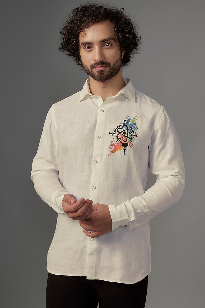 White Linen Shirt by Wendell Rodricks Men