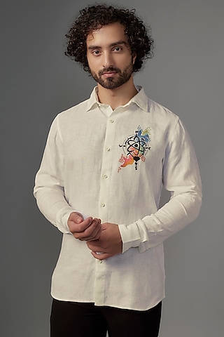 White Linen Shirt by Wendell Rodricks Men