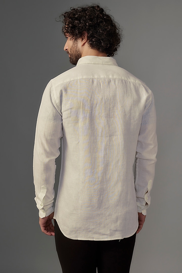White Linen Party Wear Shirt by Wendell Rodricks Men at Pernia's Pop Up Shop