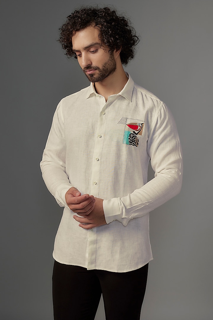 White Linen Shirt by Wendell Rodricks Men