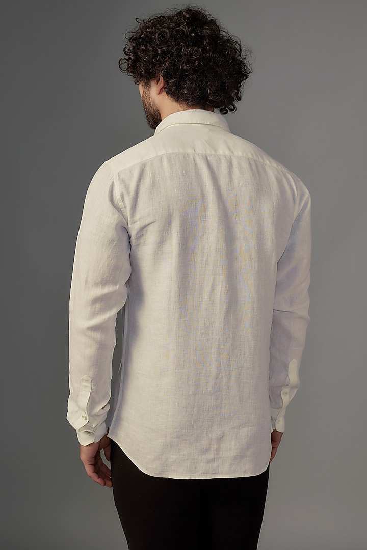 White Linen Party Wear Shirt by Wendell Rodricks Men at Pernia's Pop Up Shop