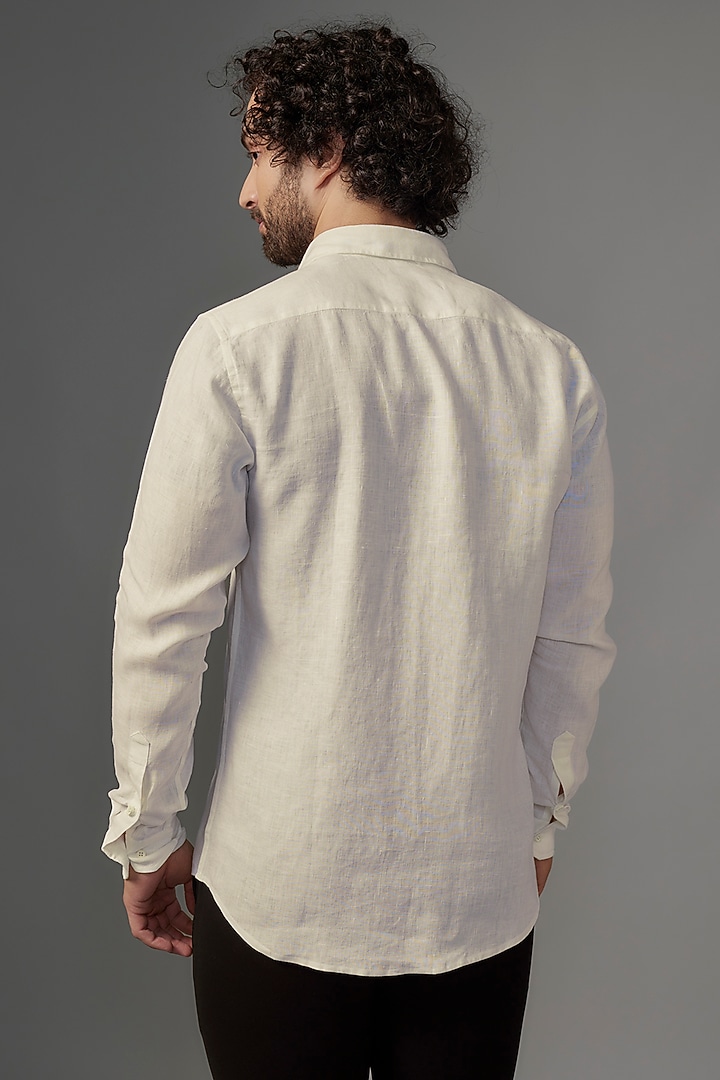 White Linen Party Wear Shirt by Wendell Rodricks Men at Pernia's Pop Up Shop