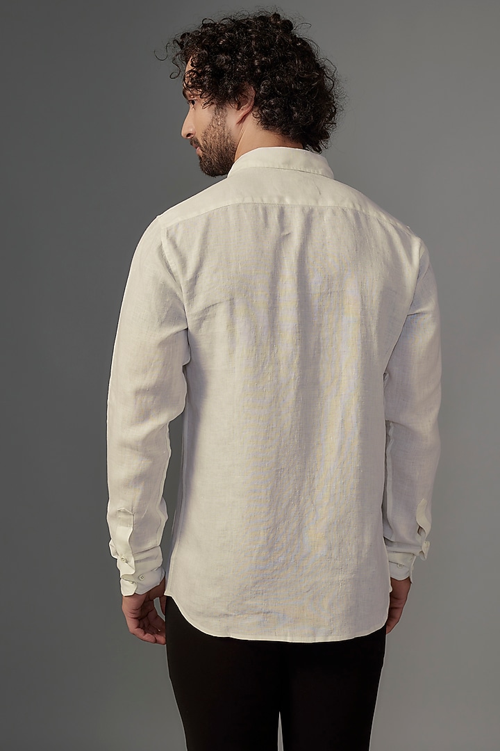 White Linen Party Wear Shirt by Wendell Rodricks Men at Pernia's Pop Up Shop