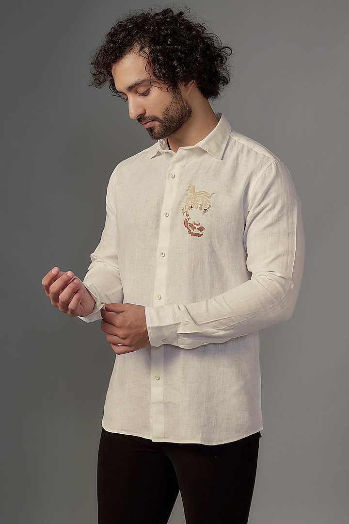 White Linen Shirt by Wendell Rodricks Men