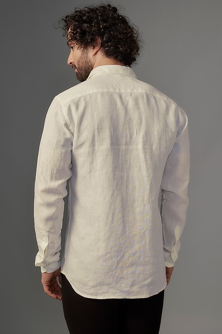White Linen Party Wear Shirt by Wendell Rodricks Men at Pernia's Pop Up Shop