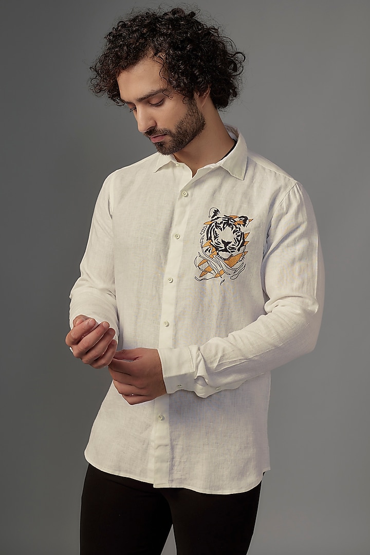 White Linen Shirt by Wendell Rodricks Men