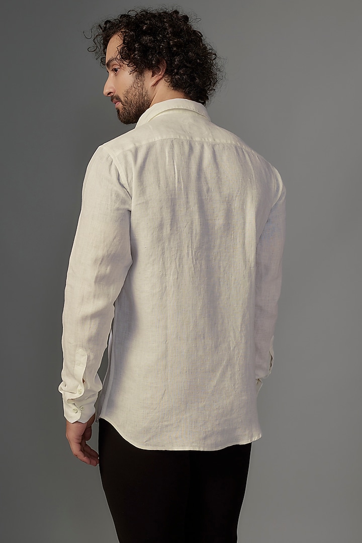 White Linen Party Wear Shirt by Wendell Rodricks Men at Pernia's Pop Up Shop