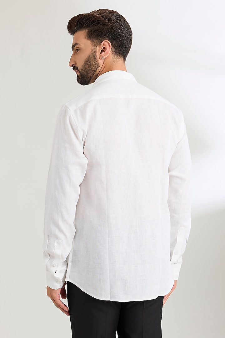 White Linen Party Wear Shirt by Wendell Rodricks Men at Pernia's Pop Up Shop