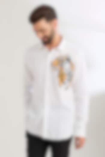 White Linen Party Wear Shirt by Wendell Rodricks Men at Pernia's Pop Up Shop