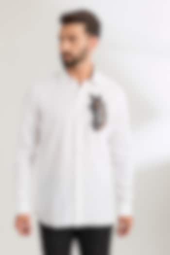 White Linen Party Wear Shirt by Wendell Rodricks Men at Pernia's Pop Up Shop