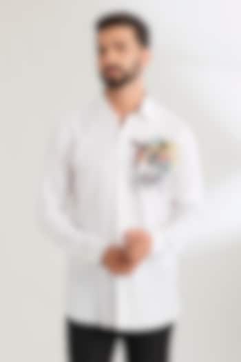 White Linen Party Wear Shirt by Wendell Rodricks Men at Pernia's Pop Up Shop