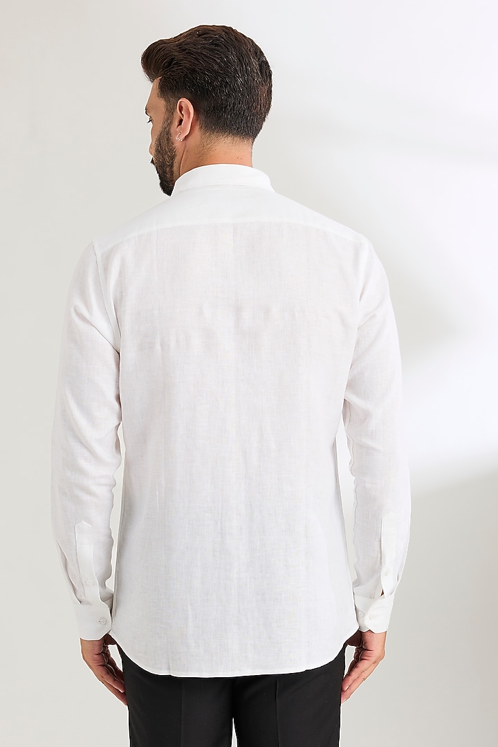 White Linen Party Wear Shirt by Wendell Rodricks Men at Pernia's Pop Up Shop