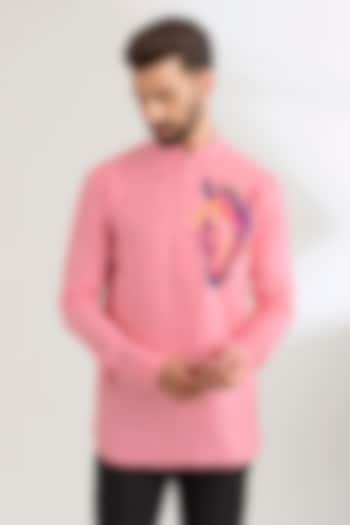 Pink Linen Party Wear Shirt by Wendell Rodricks Men at Pernia's Pop Up Shop