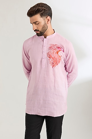 Lavender Linen Shirt by Wendell Rodricks Men