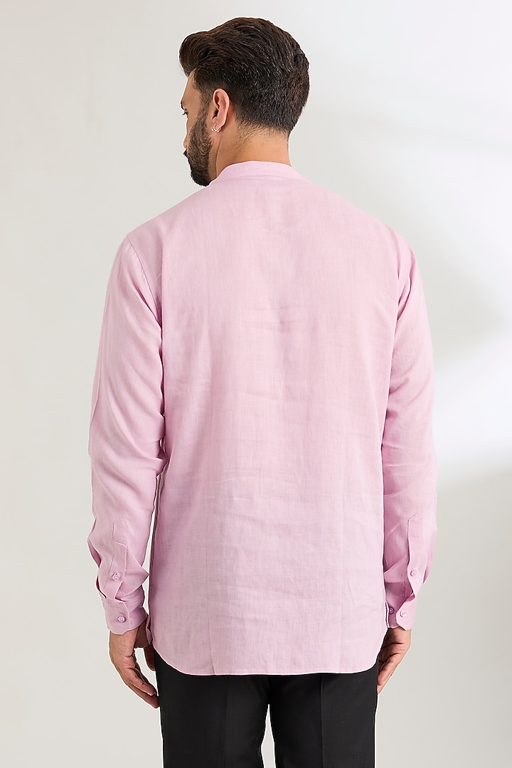 Lavender Linen Party Wear Shirt by Wendell Rodricks Men at Pernia's Pop Up Shop