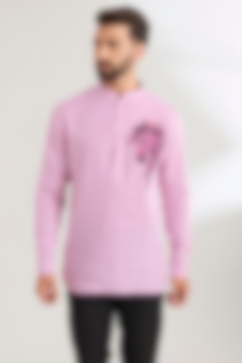 Lavender Linen Party Wear Shirt by Wendell Rodricks Men at Pernia's Pop Up Shop